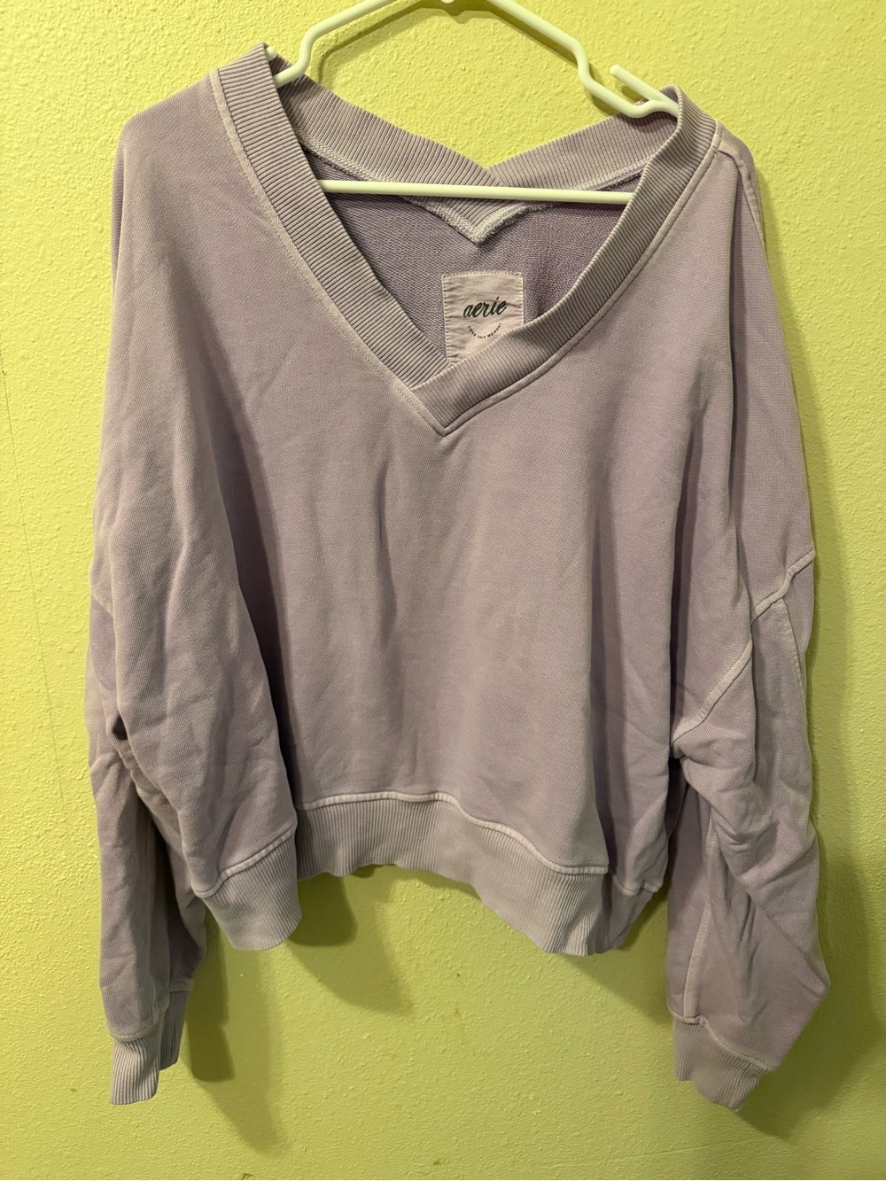 aerie Light Lavender V-Neck Oversized Sweatshirt